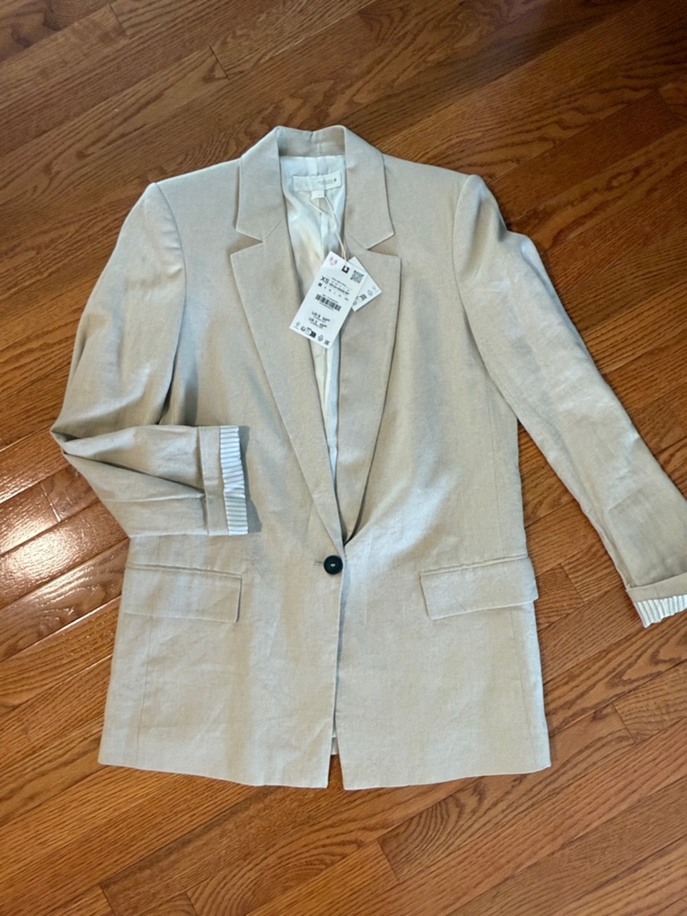 Zara NWT Beige Single-Button Blazer